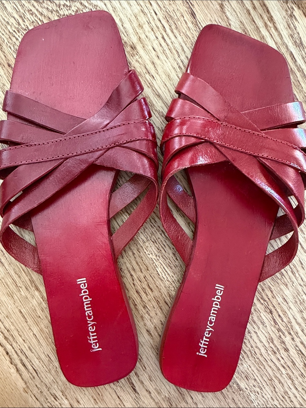 Jeffrey Campbell Red Strappy Slide Mules